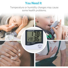 Binnenthermometer en hygrometer, temperatuur- en vochtigheidsmeter met duidelijke en nauwkeurige aflezing voor thuis en op kantoor, multifunctioneel