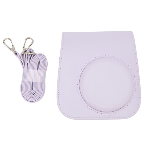 Capa protetora para câmera instantânea em couro PU, compatível com Instax Mini. Design com aba, interior macio em microfibra que não risca e