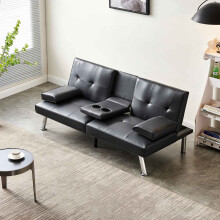 WestWood Faux Leather Manhattan Sofa Bed recliner 3 Seater Modern Luxury Design Black