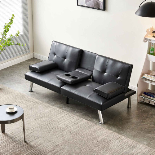 WestWood Faux Leather Manhattan Sofa Bed recliner 3 Seater Modern Luxury Design Black