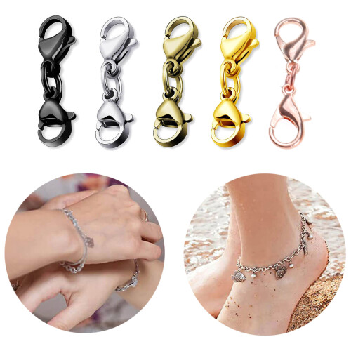 8Pcs Lobster Clasp Necklace Extension Clasp Chain-Black 2