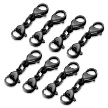8Pcs Lobster Clasp Necklace Extension Clasp Chain-Black