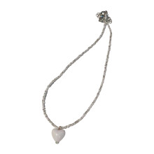 Süße Herz-Anhänger-Halskette, Temperament-Choker,-Weiß