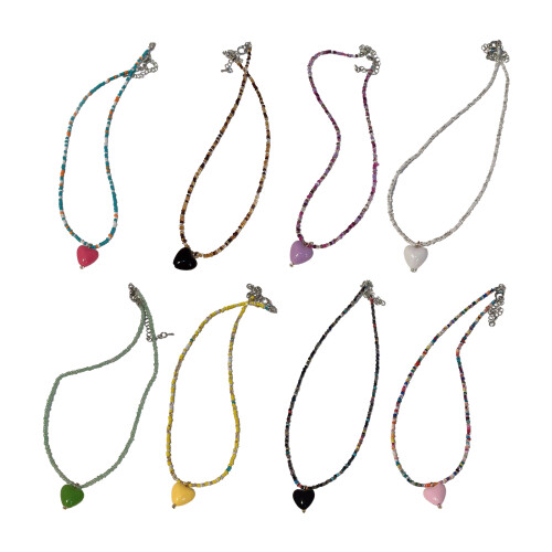 Süße Herz-Anhänger-Halskette, Temperament-Choker,-Farbe 1