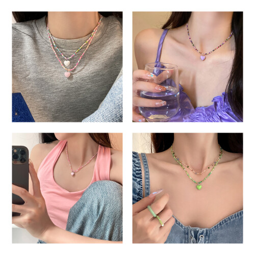 Süße Herz-Anhänger-Halskette, Temperament-Choker,-Farbe 2