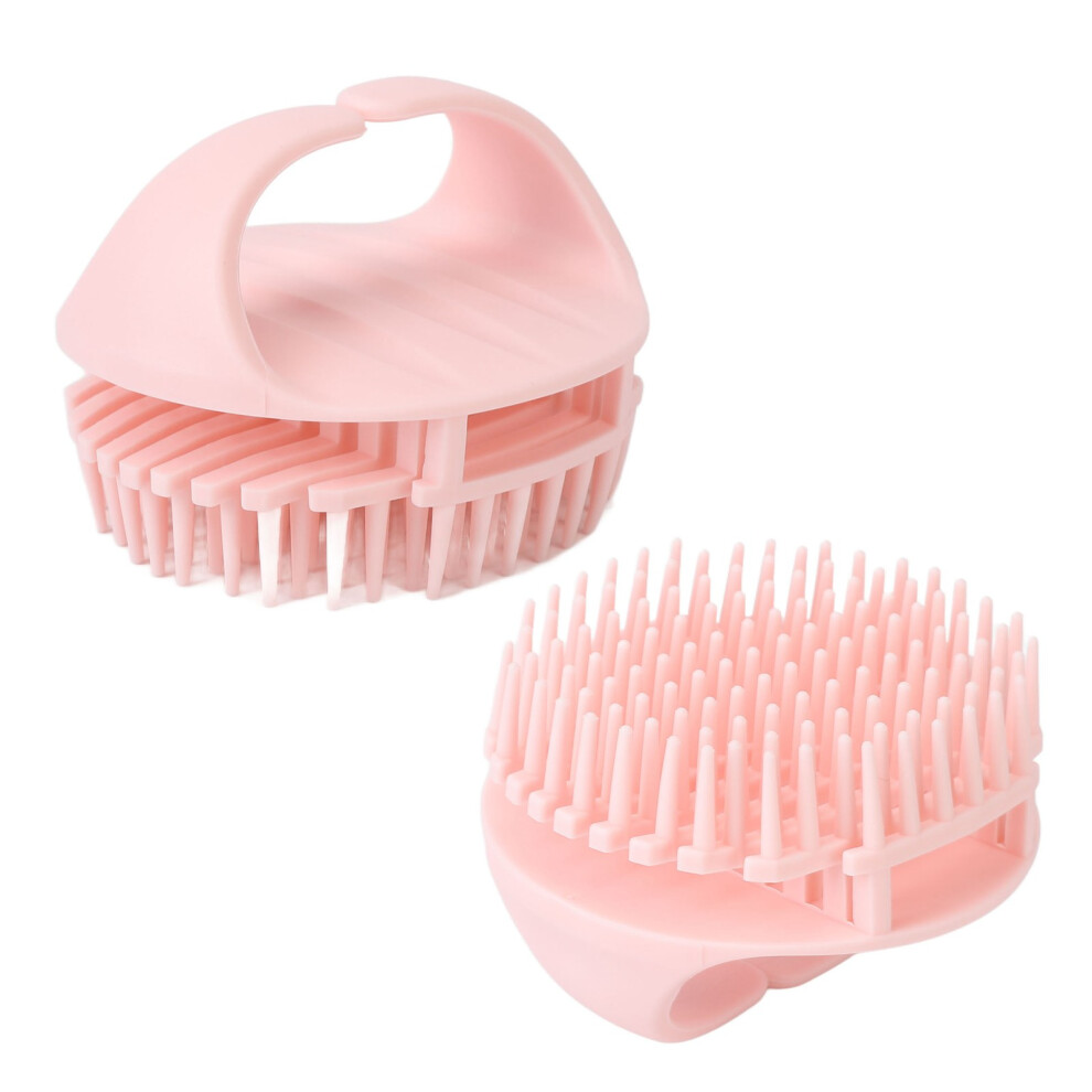 Light/Pink Silicone Scalp Scrubber Hair Shampoo Brush For Gentle Cleaning