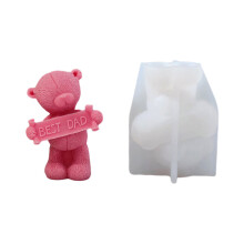 3D Bear Shape Silicone Mold Candle Making Tool DIY-love dad