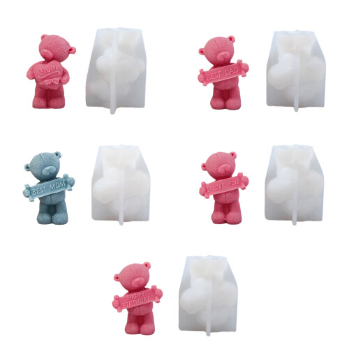 3D Bear Shape Silicone Mold Candle Making Tool DIY-love dad 1