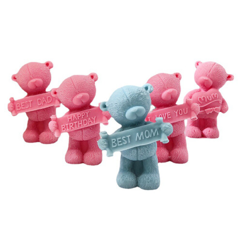 3D Bear Shape Silicone Mold Candle Making Tool DIY-love dad 2