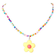 Collier de perles bohème d'été, collier de-Couleur jaune clair