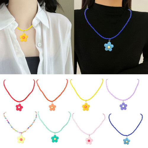 Collier de perles bohème d'été, collier de-Couleur jaune clair 2