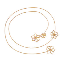 Chaîne de clavicule avec pendentif fleur à la mode, longue-Or
