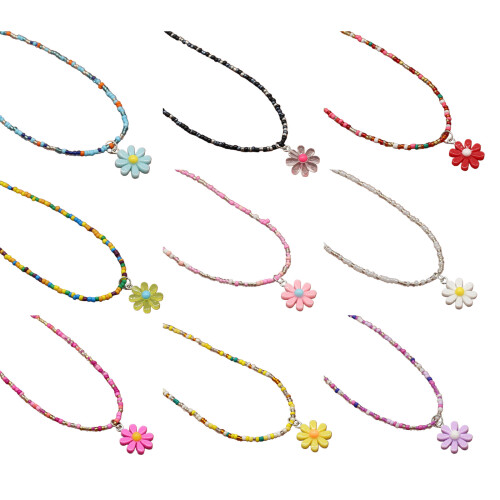 Collier de perles de tournesol coloré, collier de fleurs de-2 2