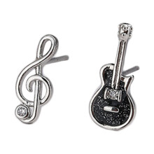 Lightweight Music-Note Stud Earring Asymmetry Cubic Zirconia