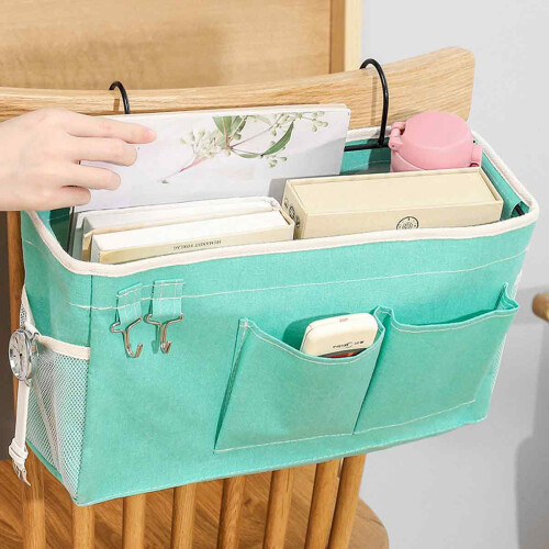 Adjustable Straps Bedside Caddy For Easy Customization, Quality Material Canvas And Iron Organizer Ensuring Durability And Elegance In Dorms, 1