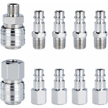 Engate rápido japonês compacto para ferramentas pneumáticas, múltiplas aplicações, aço carbono niquelado, conexão de ar BSP de 1/4", alta