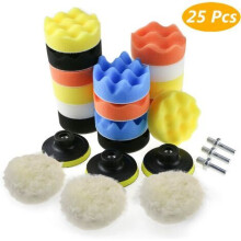 High Quality Wool Pad for Polishing and Waxing, Professional Buffing System, 25Pcs Buffing Pads with 3 Inch Sponge Pad for Car Foam Drill, Sealing