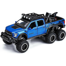 Blaues Ford F-150 Raptor Spielzeugauto, stoßfestes Druckgussmodell mit funktionierenden Scheinwerfern für Kleinkinder