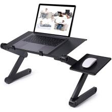 Verstelbare laptopstandaard, ergonomisch ontwerp, lichtgewicht, draagbaar aluminium blad, geschikt voor gebruik in diverse omgevingen: bed, bank,