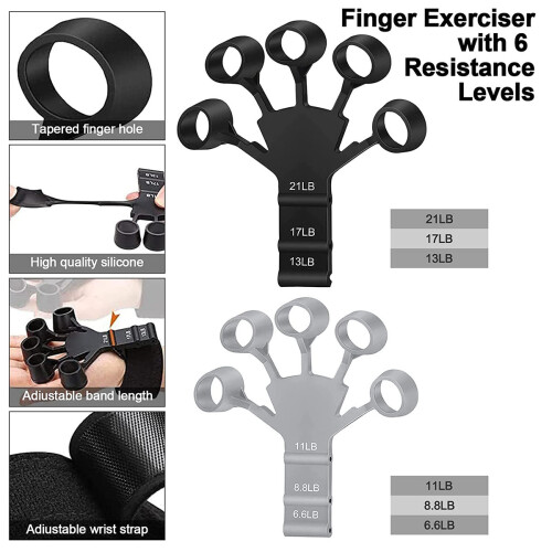 2er-Pack Fingertrainer mit 6 verschiedenen Widerständen Multicolor1 L 1
