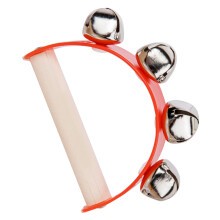 Campanelli per bambini con manico in legno rosso brillante, ergonomici e musicali