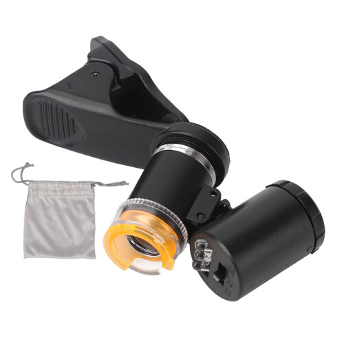 60X Cell Phone Microscope with LED Light UV Filter 65x56mm 2
