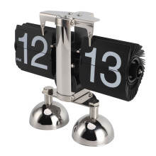 Horloge de bureau rétro numérique à flip de 17 cm, noire, alimentée par batterie, pour maison et bureau