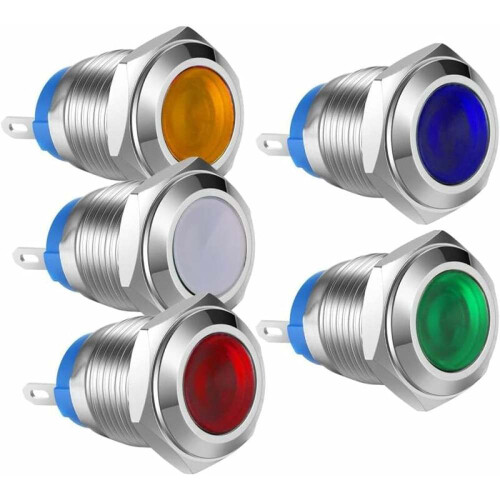 Προκαλωδιωμένη ενδεικτική λυχνία 12V-24V, κέλυφος από ανοξείδωτο ατσάλι για