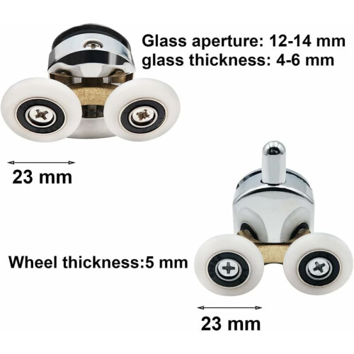 Bathroom Makeover Solution, Shower Door Rollers for DIY Projects, Replacement Sliding Casters with Noiseless Operation, Rust-proof Components for 1