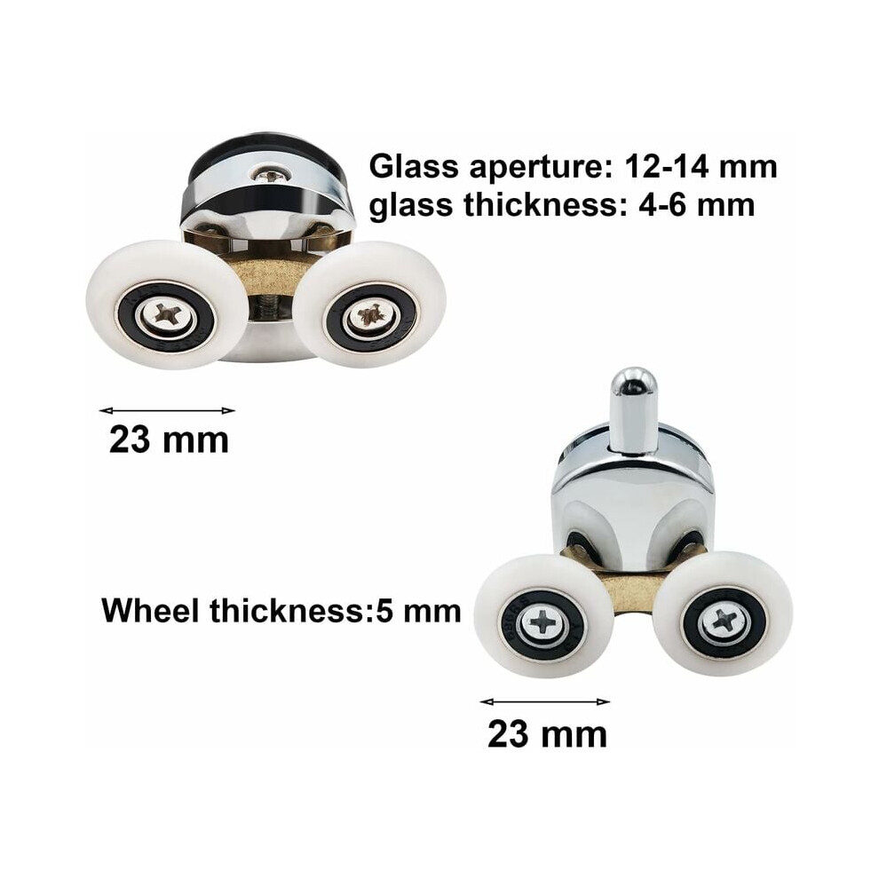 Curved Shower Door Rollers For 4-6Mm Glass Door, Strong Load-Bearing Capacity Ultra-Quiet Hardware, Rust-Proof Double Shower Door Rollers Replacement 9169997093004