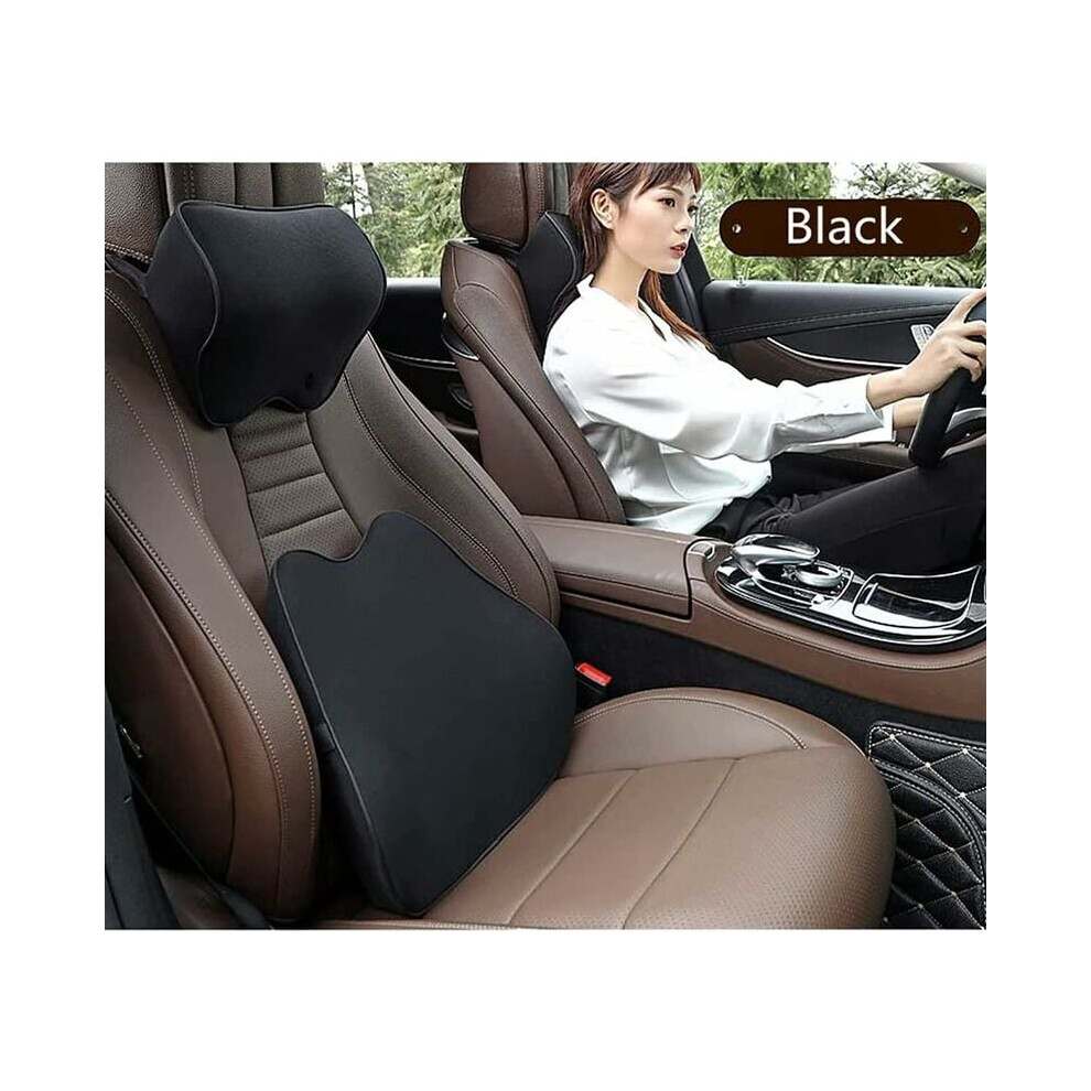 Lumbar Support Pillow and Car Neck Pillow Set, Breathable Material Memory Foam Cushion, Relieve Driving Fatigue Ergonomic Design for Office Chair and