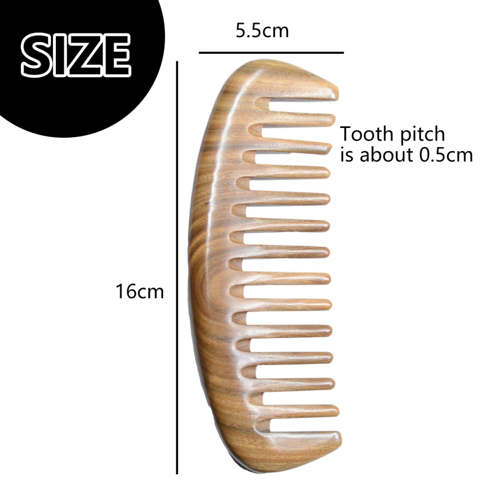 Detangling Wooden Comb For Curly Hair, Natural Green Sandalwood Wide Tooth Comb Ensures No Static And No Frizz, Comfortable Massage And Anti-static