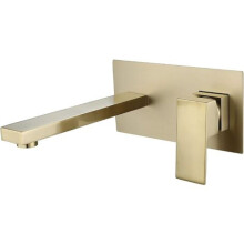 Brushed Gold Finish Waterfall Bathroom Faucet, Single Handle Wall Mount Faucet with Solid Brass Build, Ceramic Cartridge Corrosion Resistant Easy