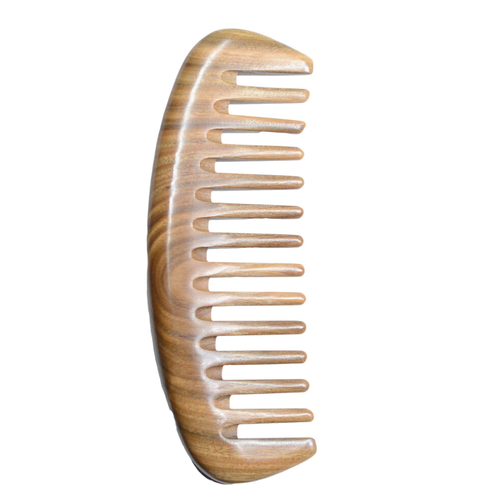 Natural Green Sandalwood Comb, Anti-static Detangling Wide Tooth Comb For Curly Hair Offers No Static And No Frizz, Comfortable Massage With Thicker