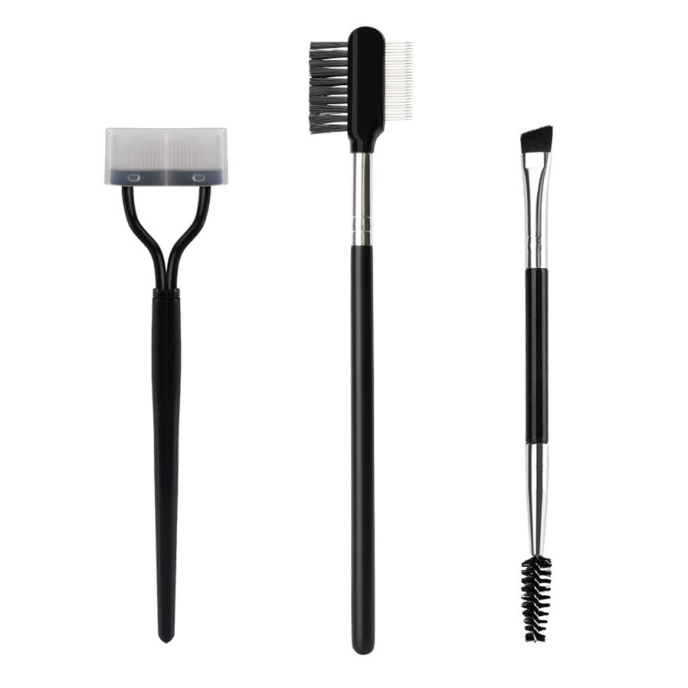Double-Ended Dual Eyebrow Brush & Folding Lash Comb Kit, Eyelash Separator With Metal Eyebrow Comb, Professional Eyelash Comb For Artistic Eye