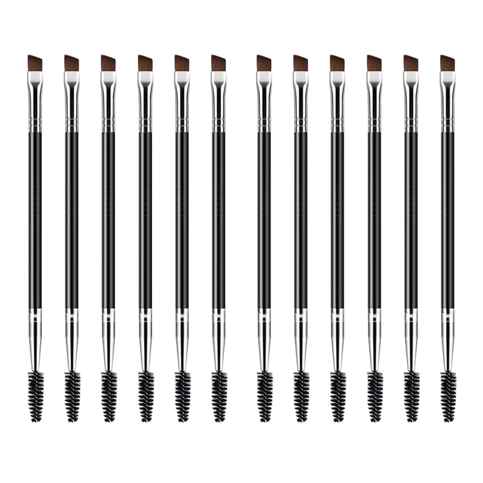 Angled Eyebrow Brush For Sculpting Precision, Makeup Grooming Tool With Eliminating Mascara Clumps For Washable Reusable Beauty, 12PCS