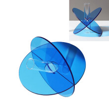 Vaso Geometrico in Acrilico con Fiori 15x13x2cm Blu Decorazione Minimalista per Tavolo
