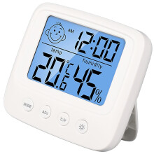 Digital Alarm Clock with Temp & Humidity, Backlight, 88.7x78x21.8mm