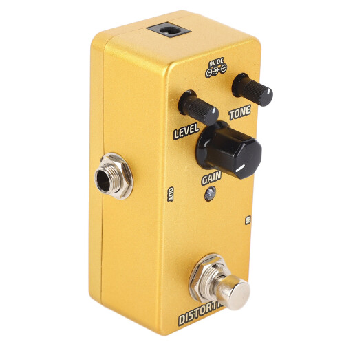 Gitarrenpedal-Effekte Mini Einzelschalter Modulation & Verzerrung Goldfarbe