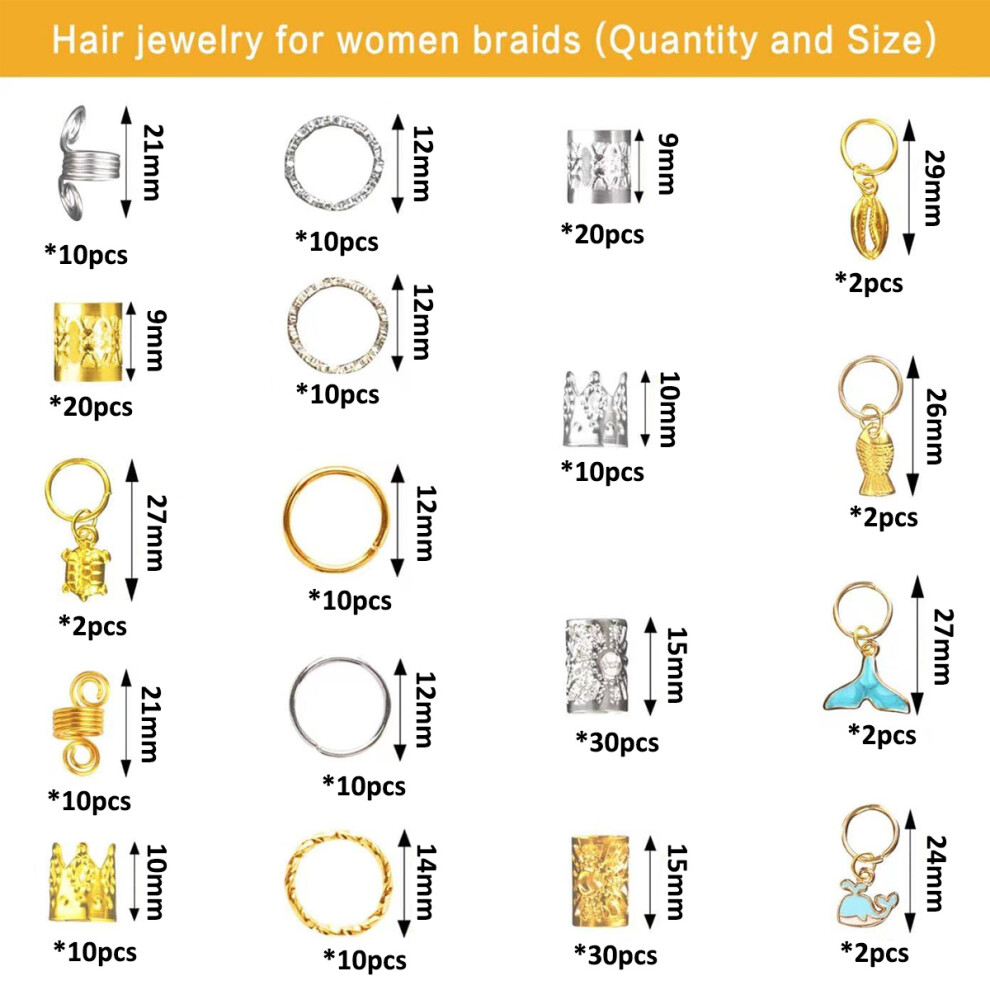 Unisex Braiding Cuffs Charms Decoration, Loc Hair Dreadlocks Accessories Various Styles Reusable With Storage Box, Hair Jewelry For Braids For Women Girls