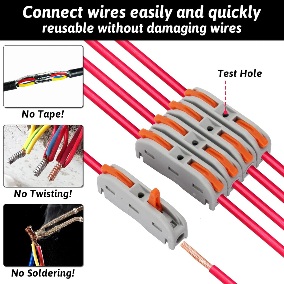 Reusable Quick Connect Compact Splicing Connectors, Innovative Lever Connectors With Safety And Reliability For 28-12 Awg Wires, Insulated 9169997094742