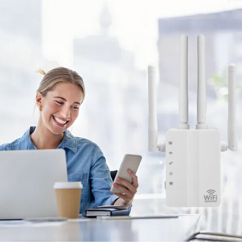 Repeat/AP Mode WiFi Extender, Secure Encryption Signal Booster for Wide Compatibility up to3000Square Feet, Broad Coverage with Easy Setup for 1
