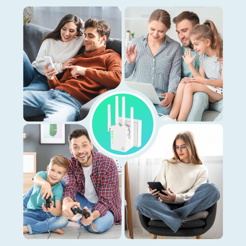 Repeat/AP Mode WiFi Extender, Secure Encryption Signal Booster for Wide Compatibility up to3000Square Feet, Broad Coverage with Easy Setup for 2
