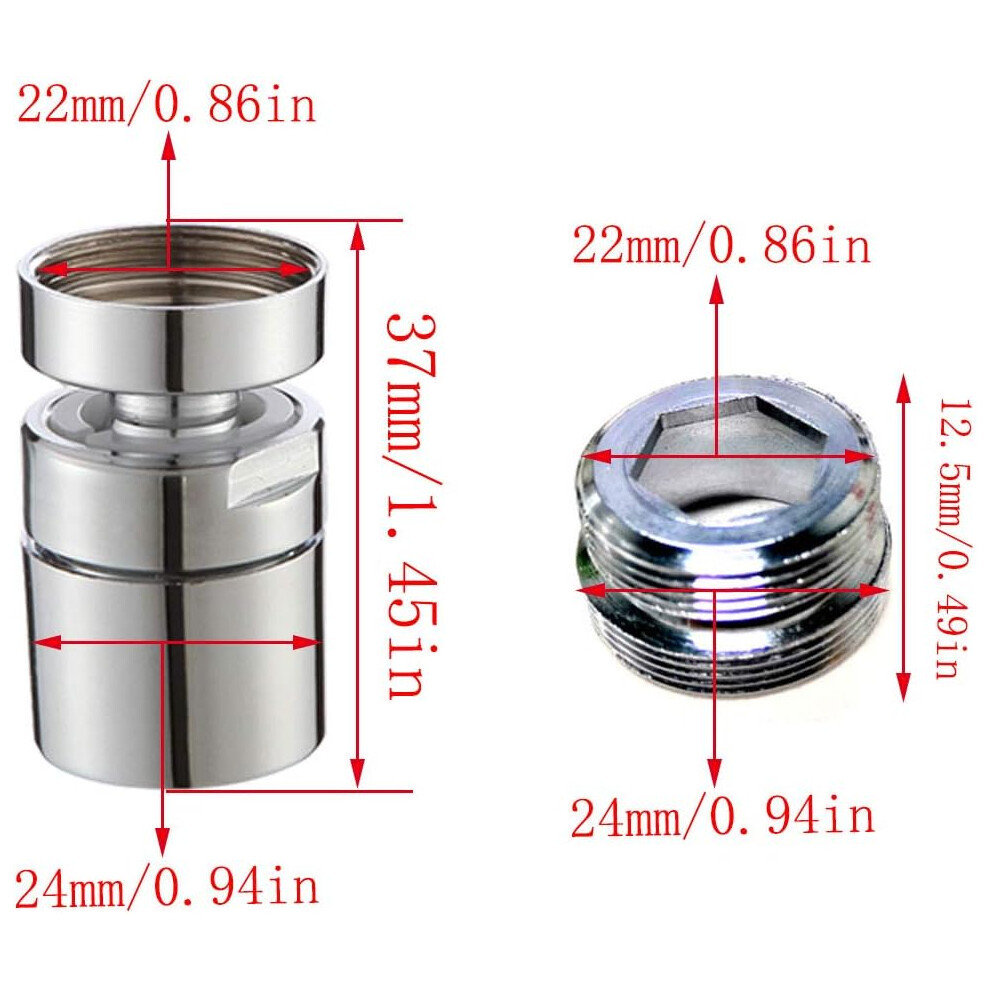Dual-Function Faucet Aerator, Solid Brass Easy Install 360-Degree Rotate Water Saving Kitchen Sink Faucet Aerating Attachment 9405630135176