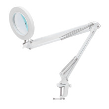 5-fache Vergrößerungslampe mit Licht, Klemme, 72 LEDs, dimmbar, weiß