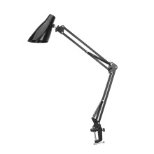 Schwenkarm-LED-Schreibtischlampe mit Klemme, 10 Helligkeiten, USB 5V, Schwarz