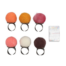 6 Stück Filz-Nadelkissen-Ring-Set – Rot Braun Dunkel, 2,5x4,5 cm