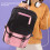 Polyester Casual Backpack with USB & Headphone Ports Black Pink 5