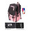 Polyester Casual Backpack with USB & Headphone Ports Black Pink 8