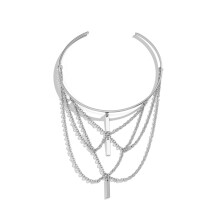 Tassel Bracelet Arm Cuff Open Upper Armband Armlet-Silver